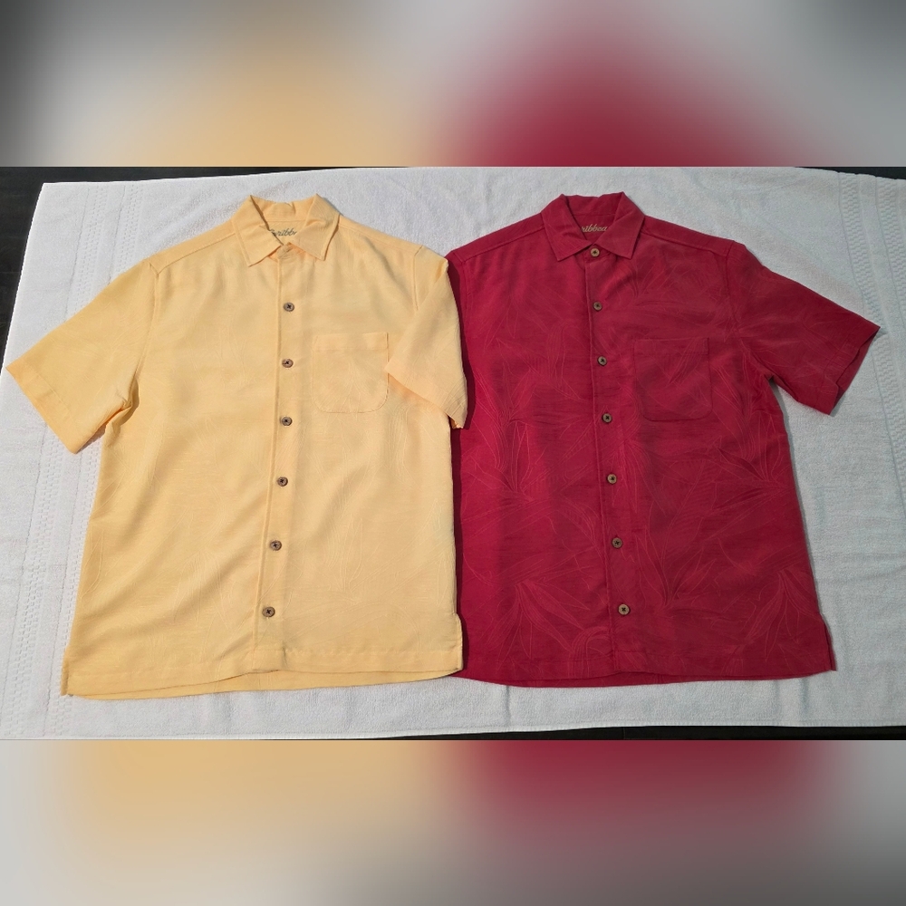 Caribbean Casual Button Down Shirts With Pockets Set Of 2 NWOT